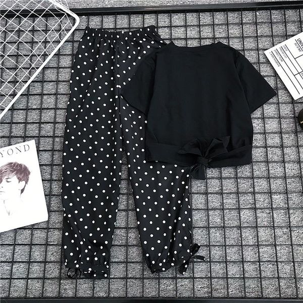 two piece dress summer clothes for women 2021 short sleeve solid t-shirt and dot haren pants fashion ladies casual set korean, White
two piece dress summer clothes for women 2021 short sleeve solid t-shirt and dot haren pants fashion ladies casual set korean, White