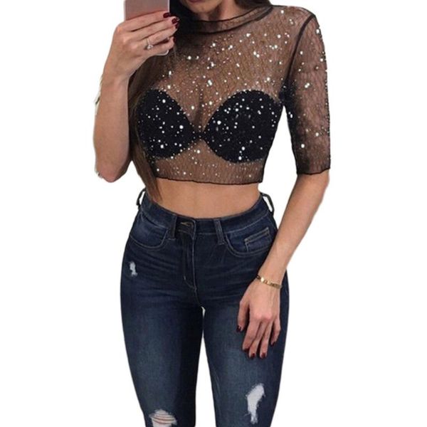 women's tanks & camis chic fashion mesh tee see-through women shirts 1/2 sleeve perspective shine casual lady vintage blusa female, White
women's tanks & camis chic fashion mesh tee see-through women shirts 1/2 sleeve perspective shine casual lady vintage blusa female, White