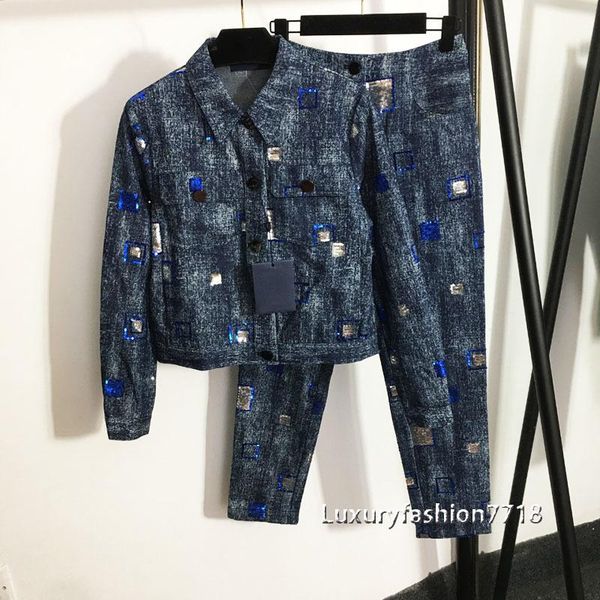 women's two piece pants high end fashion women denim sets sequin embroidered plaid long sleeve jacket + waist jeans 2 set outfits, White
women's two piece pants high end fashion women denim sets sequin embroidered plaid long sleeve jacket + waist jeans 2 set outfits, White