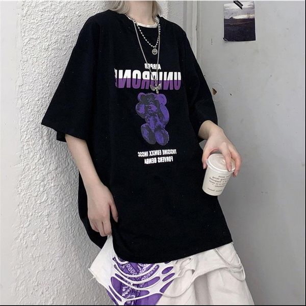 womens t shirts summer harajuku punk gothic korean purple letter bear cartoon print chic cotton dark oversized hip hop vintage, White
womens t shirts summer harajuku punk gothic korean purple letter bear cartoon print chic cotton dark oversized hip hop vintage, White
