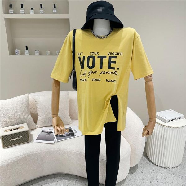 women's spring summer 2021 fashion letter short sleeve split t-shirt loose round neck white undercoat with top
women's spring summer 2021 fashion letter short sleeve split t-shirt loose round neck white undercoat with top