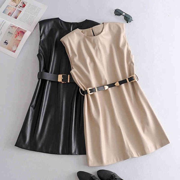casual dresses new summer 2 color metal belt mini o-neck slim waist imitation leather dress 1dhc, Black;gray
casual dresses new summer 2 color metal belt mini o-neck slim waist imitation leather dress 1dhc, Black;gray