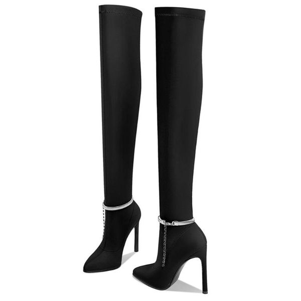 boots gigifox brand trendy pointed toe fetish high heels chains over the knee party sock woman shoes big size 43, Black
boots gigifox brand trendy pointed toe fetish high heels chains over the knee party sock woman shoes big size 43, Black