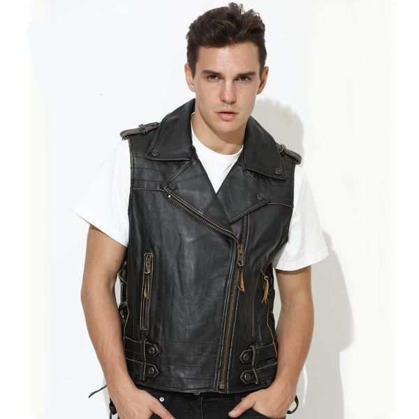 men's vests 2021 vintage black men slim fit biker's leather plus size 3xl genuine cowhide autumn american motorcycle vest, Black;white
men's vests 2021 vintage black men slim fit biker's leather plus size 3xl genuine cowhide autumn american motorcycle vest, Black;white
