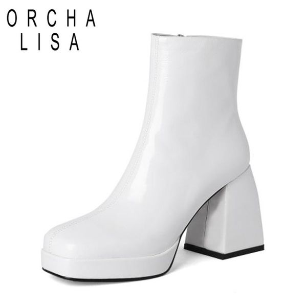 boots orchalisa short ankle patent leather zipper platform block thick high heel ladies square toe women's 40 office s2376, Black
boots orchalisa short ankle patent leather zipper platform block thick high heel ladies square toe women's 40 office s2376, Black