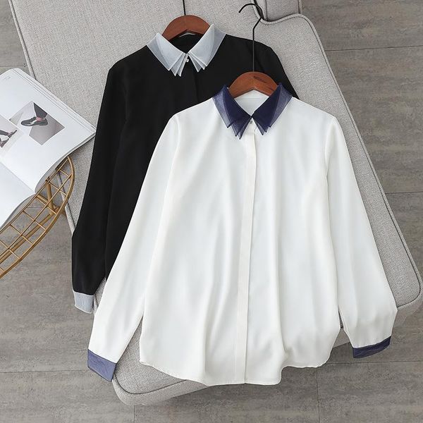 women's blouses & shirts office lady spring chiffon blouse womens vintage mesh patchwork solid chemise femme black white work shirt
women's blouses & shirts office lady spring chiffon blouse womens vintage mesh patchwork solid chemise femme black white work shirt