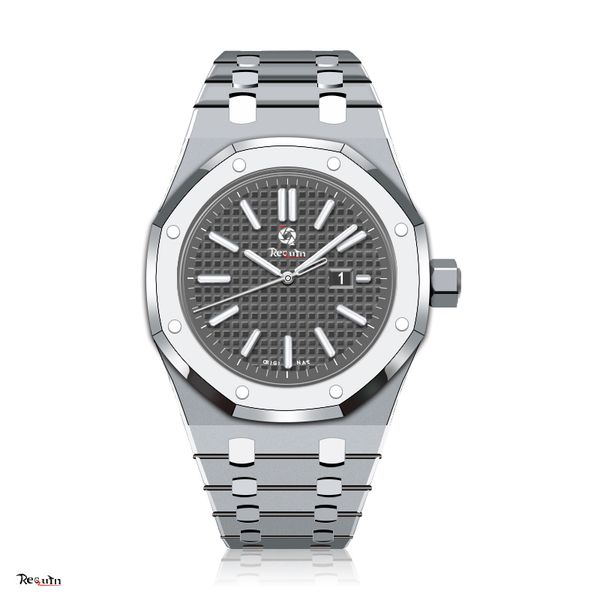 men's luxury automatic mechanical watch 15202 requin silver white stainless steel case brown 3-hand calendar grid dial folding clasp br, Slivery;brown
men's luxury automatic mechanical watch 15202 requin silver white stainless steel case brown 3-hand calendar grid dial folding clasp br, Slivery;brown