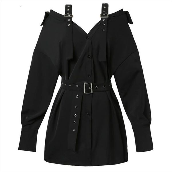 black gothic shirt womens dresses with belt style mini strap autumn female club wear party off shoulder streetwear, Black;gray
black gothic shirt womens dresses with belt style mini strap autumn female club wear party off shoulder streetwear, Black;gray