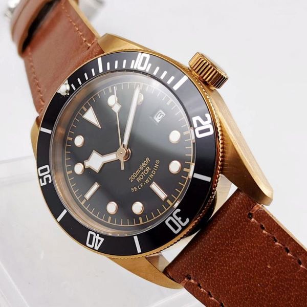 wristwatches japan nh35a automatic men watch 41mm bronze coated case date sapphire glass rotating bezel leather strap luminous hand, Slivery;brown
wristwatches japan nh35a automatic men watch 41mm bronze coated case date sapphire glass rotating bezel leather strap luminous hand, Slivery;brown