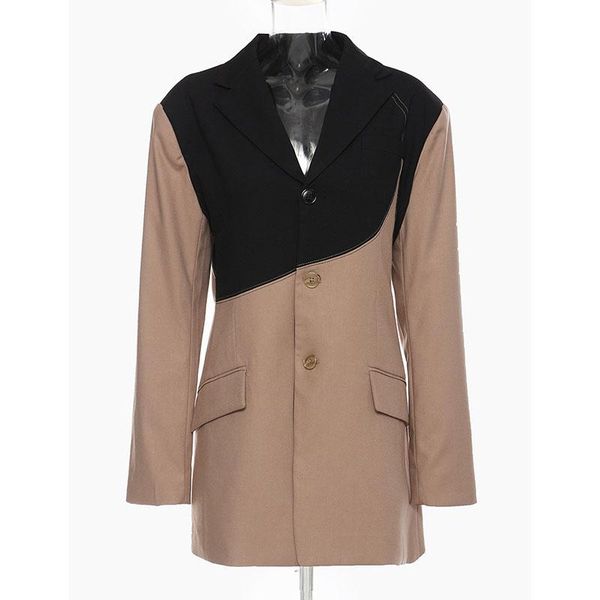 women's suits & blazers seebeautiful contrast color spliced loose blazer coat notched long sleeve single breasted women autumn 2021 fas, White;black
women's suits & blazers seebeautiful contrast color spliced loose blazer coat notched long sleeve single breasted women autumn 2021 fas, White;black