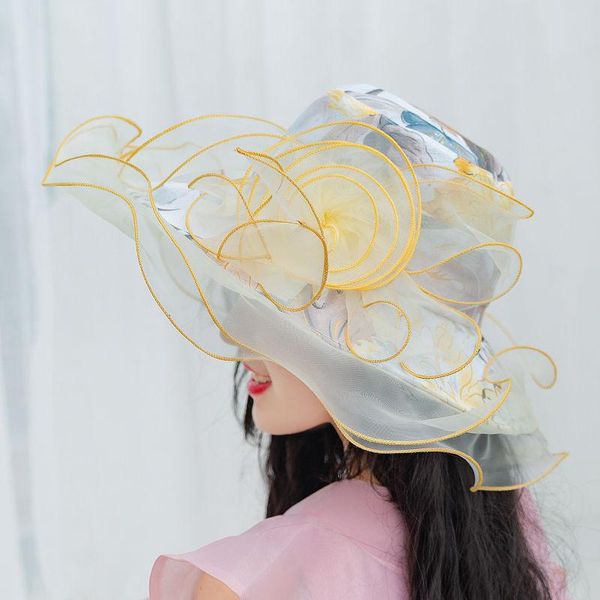 wide brim hats beach women's sun caps 2021 summer fashion prints flowers splicing travel ruffles foldable ladies noble, Blue;gray
wide brim hats beach women's sun caps 2021 summer fashion prints flowers splicing travel ruffles foldable ladies noble, Blue;gray