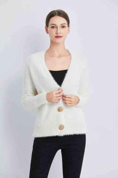 button shine warm soft woolen knitted single breasted large women lady solid cardigan sweater 210513, White
button shine warm soft woolen knitted single breasted large women lady solid cardigan sweater 210513, White