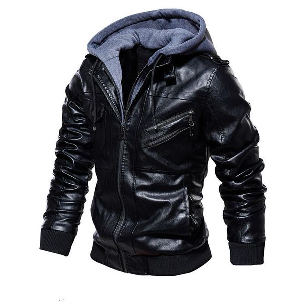 men's fur & faux winter casual motorcycle pu jacket biker hooded leather coats european windbreaker genuine jacke, Black
men's fur & faux winter casual motorcycle pu jacket biker hooded leather coats european windbreaker genuine jacke, Black