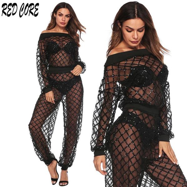 women's two piece pants redcore set mesh long sleeve women plus size 2 +pants ladies sets clothes fashion sequined pullover tz029, White
women's two piece pants redcore set mesh long sleeve women plus size 2 +pants ladies sets clothes fashion sequined pullover tz029, White