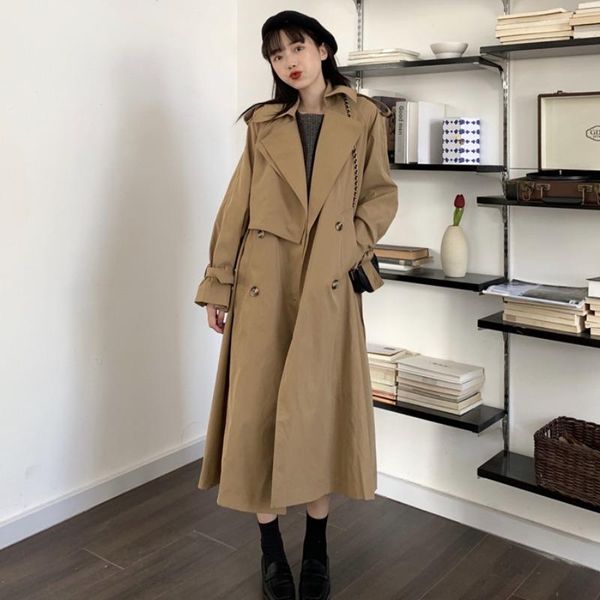 women's trench coats 2021 spring clothing korean chic loose british style medium length casual windbreaker jacket fashion, Tan;black
women's trench coats 2021 spring clothing korean chic loose british style medium length casual windbreaker jacket fashion, Tan;black