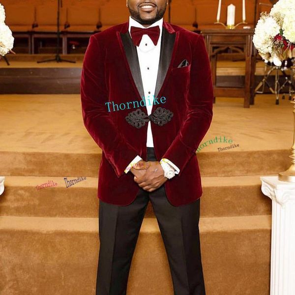 men's suits & blazers thorndike burgundy velvet groom wear slim fit double breasted peaked lapel mens business formal prom tuxedos 2pcs, White;black
men's suits & blazers thorndike burgundy velvet groom wear slim fit double breasted peaked lapel mens business formal prom tuxedos 2pcs, White;black