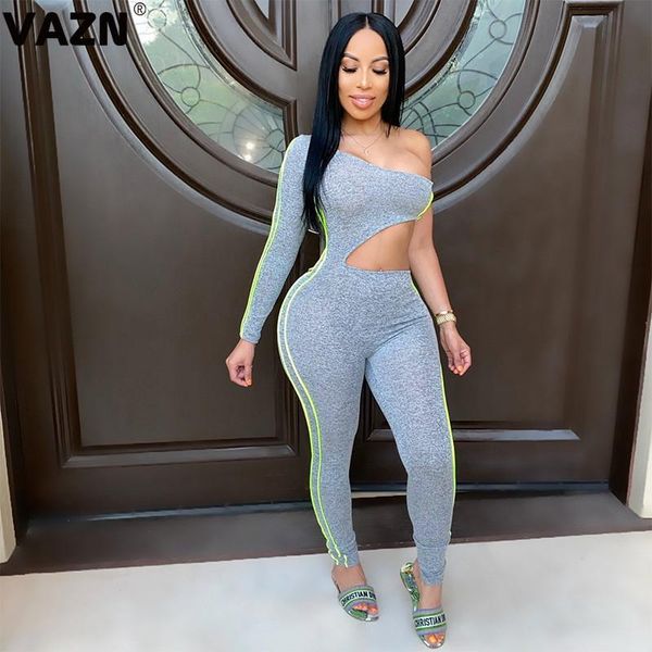 women's jumpsuits & rompers vazn design 2021 summer lady gray solid long jumpsuit one full sleeve strapless crop club, Black;white
women's jumpsuits & rompers vazn design 2021 summer lady gray solid long jumpsuit one full sleeve strapless crop club, Black;white