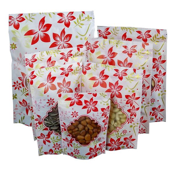 storage bags 100pcs/lot stand up bag red flower printed clear window zipper self sealable package coffee powder pouches
storage bags 100pcs/lot stand up bag red flower printed clear window zipper self sealable package coffee powder pouches