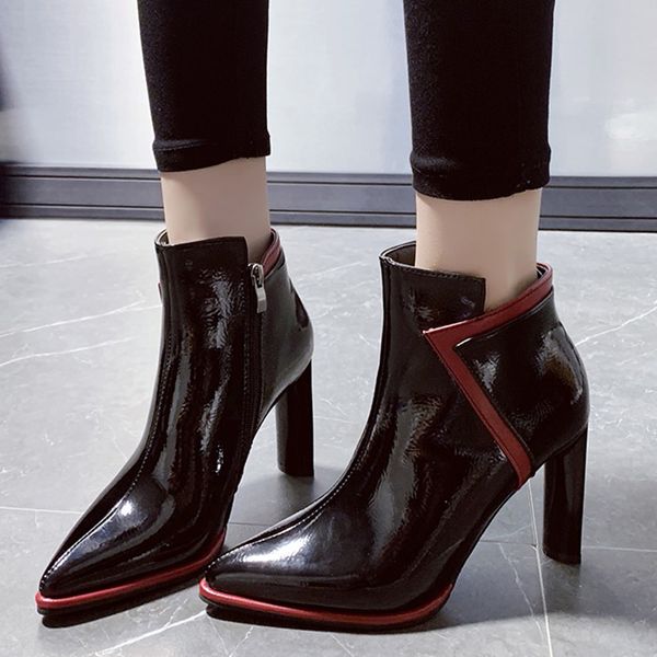 Fashion Patent Leather Super High Heels Ankle Boots Women Winter Warm Plush Botas Woman Solid Simple Zapatos De Mujer, Black
Fashion Patent Leather Super High Heels Ankle Boots Women Winter Warm Plush Botas Woman Solid Simple Zapatos De Mujer, Black
