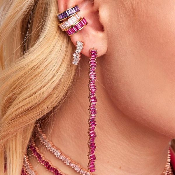 clip-on & screw back 2021 earrings no pierced non-piercing earcuff ear clip without piercing baguette with rainbow cz cuff, Silver
clip-on & screw back 2021 earrings no pierced non-piercing earcuff ear clip without piercing baguette with rainbow cz cuff, Silver