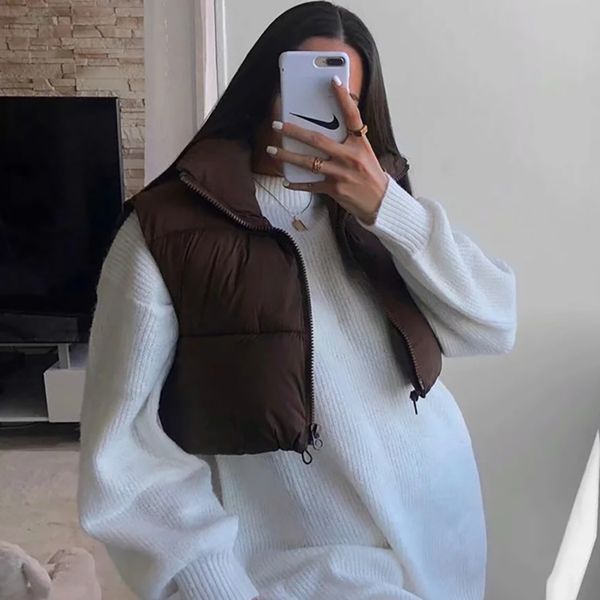 merodi women casual high collar za coffee color short parkas outwear chic lady fashion zippers sleeveless jackets vest, Black;white
merodi women casual high collar za coffee color short parkas outwear chic lady fashion zippers sleeveless jackets vest, Black;white