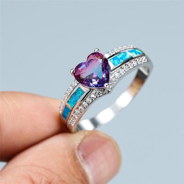 wedding rings cute female blue fire opal ring rainbow zircon heart stone dainty rose gold silver color engagement for women, Slivery;golden
wedding rings cute female blue fire opal ring rainbow zircon heart stone dainty rose gold silver color engagement for women, Slivery;golden