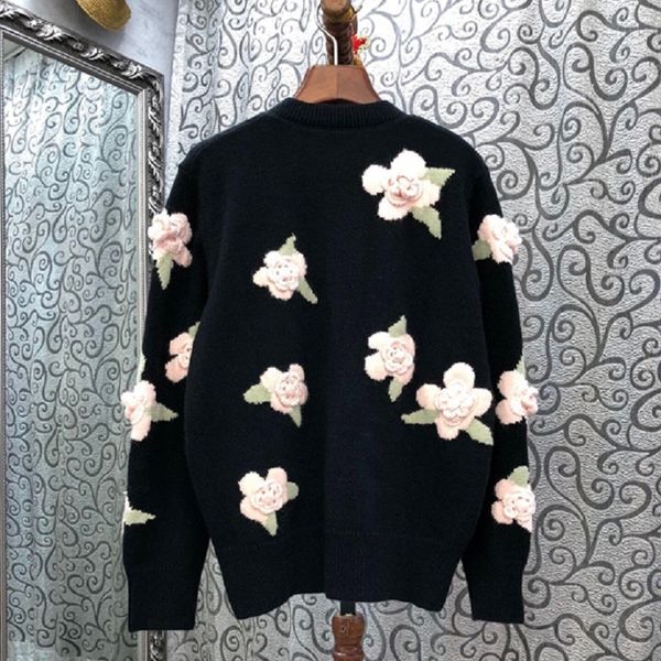 2021 autumn winter fashion cardigan jackets women wool knitting appliques flower deco long sleeve casual coat cardigans, Black
2021 autumn winter fashion cardigan jackets women wool knitting appliques flower deco long sleeve casual coat cardigans, Black