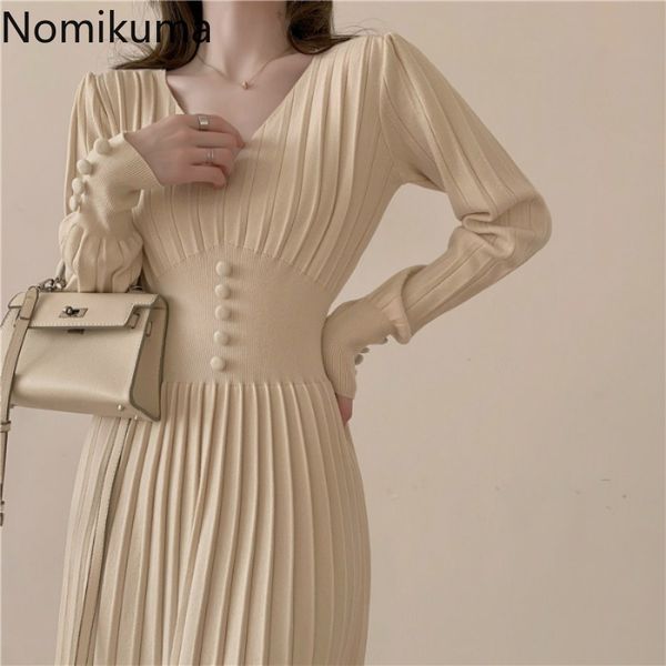 nomikuma sweater dress korean elegant v-neck buttons knitted vestidos femme autumn winter new pleated a-line dresses 6d663 210427, Black;gray
nomikuma sweater dress korean elegant v-neck buttons knitted vestidos femme autumn winter new pleated a-line dresses 6d663 210427, Black;gray