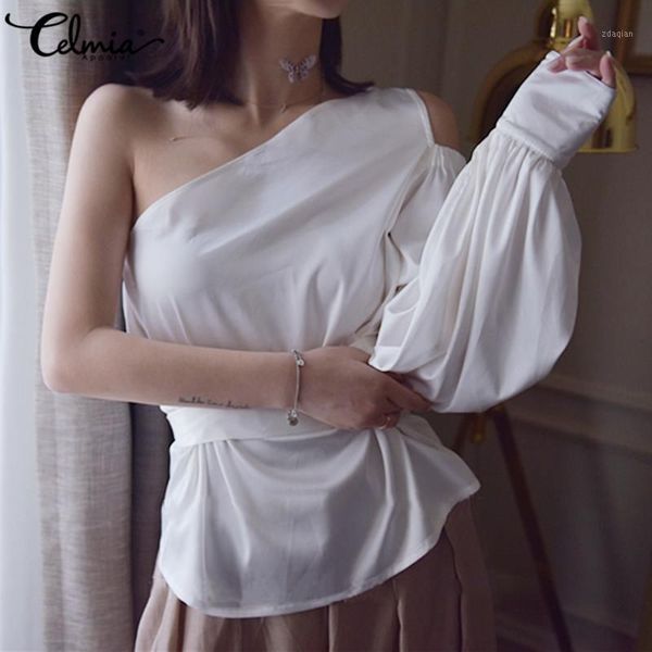 women's blouses & shirts fashion women one shoulder celmia solid satin silk puff sleeve blouse chic womens clothing 2021 summer casual, White
women's blouses & shirts fashion women one shoulder celmia solid satin silk puff sleeve blouse chic womens clothing 2021 summer casual, White