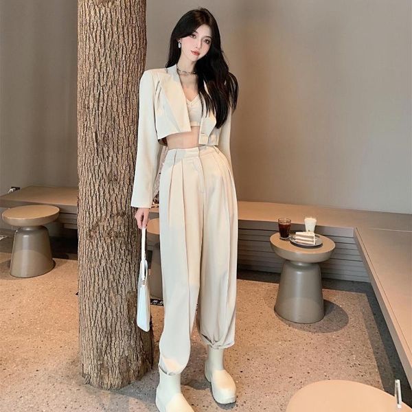 women's two piece pants short paragraph suit jacket clothing 2021 early autumn casual all-match korean high waist wide leg, White
women's two piece pants short paragraph suit jacket clothing 2021 early autumn casual all-match korean high waist wide leg, White