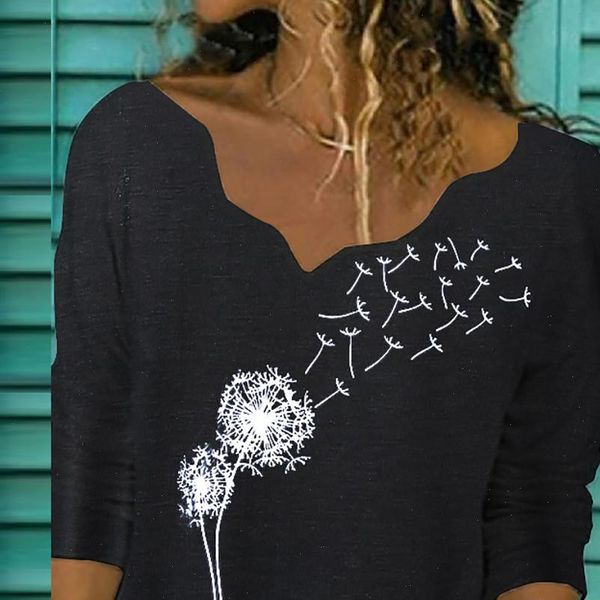 35 oversized tshirts women long sleeve dandelion print clothes v neck pullover, White
35 oversized tshirts women long sleeve dandelion print clothes v neck pullover, White