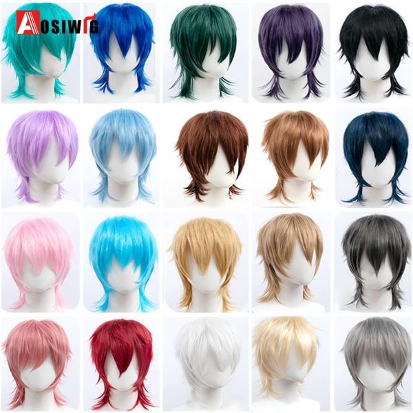 synthetic wigs aosiwig cosplay short fluffy straight men anime wig with bangs natural pink red blue halloween harajuku hairsty, Black
synthetic wigs aosiwig cosplay short fluffy straight men anime wig with bangs natural pink red blue halloween harajuku hairsty, Black