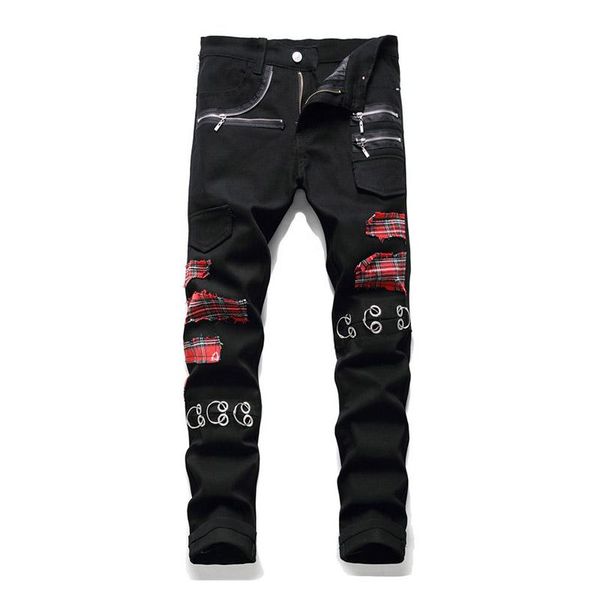 hip hop men fashion patchwork jeans rivet straight streetwear denim trousers for male black color men's, Blue
hip hop men fashion patchwork jeans rivet straight streetwear denim trousers for male black color men's, Blue