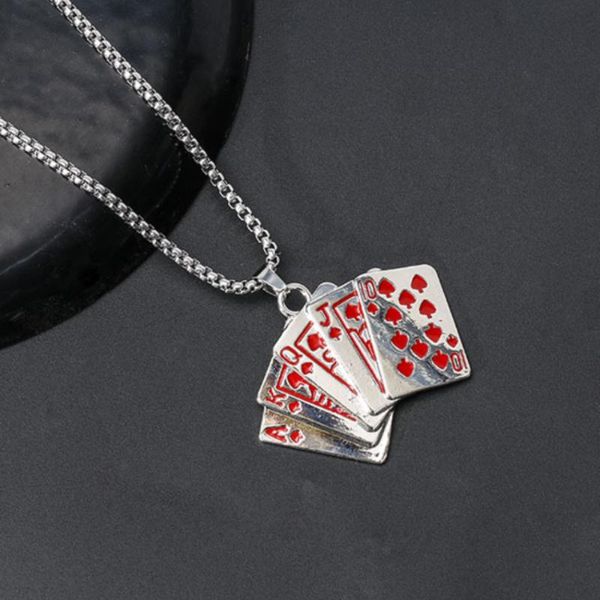 pendant necklaces trendy fashion punk personality creative card playing ace rectangle men cool necklace, Silver
pendant necklaces trendy fashion punk personality creative card playing ace rectangle men cool necklace, Silver