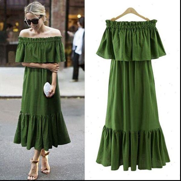 women dress ruffle long maxi summer sundress swing party dresses off shoulder stretch loose vintage, Black;gray
women dress ruffle long maxi summer sundress swing party dresses off shoulder stretch loose vintage, Black;gray