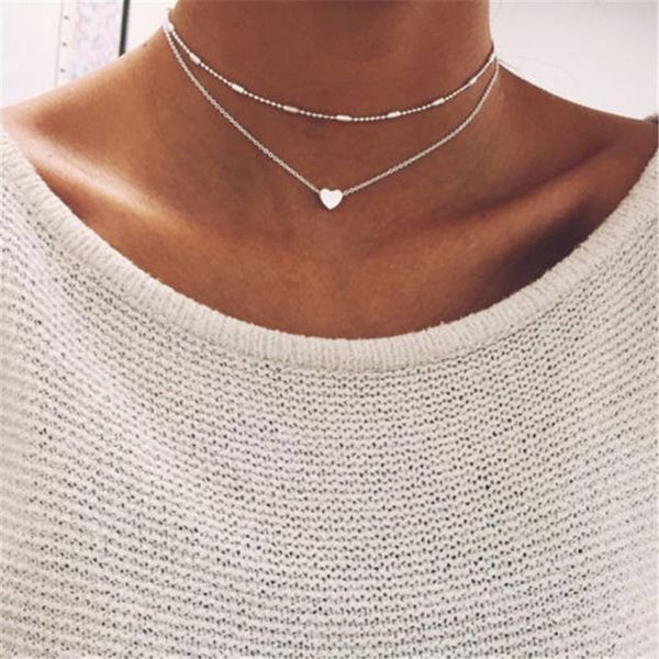 pendant necklaces fashion temperament heart shape multi-layer necklace for women, Silver
pendant necklaces fashion temperament heart shape multi-layer necklace for women, Silver