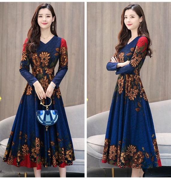 casual dresses blue v neck floral dress elegant ladies midi vestido long sleeves big swing plus size autumn vintage, Black;gray
casual dresses blue v neck floral dress elegant ladies midi vestido long sleeves big swing plus size autumn vintage, Black;gray
