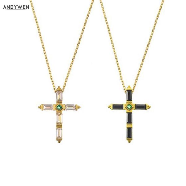 925 sterling silver gold colorful white zircon black cross pendant long chain necklace rock punk luxury jewelry gift chains
925 sterling silver gold colorful white zircon black cross pendant long chain necklace rock punk luxury jewelry gift chains