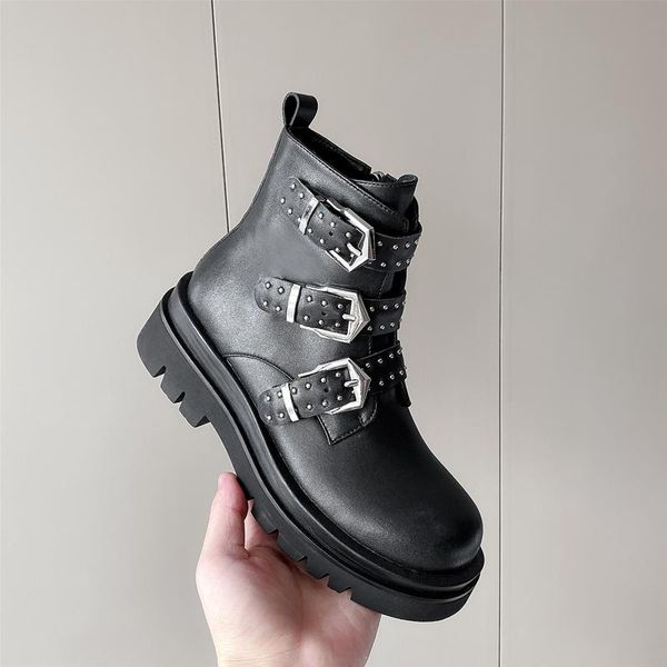 boots 2021 rivets genuine leather booties buckle straps thick heel black ankle women studded decorated woman motorcycle
boots 2021 rivets genuine leather booties buckle straps thick heel black ankle women studded decorated woman motorcycle