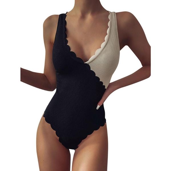 one-piece suits 2021 women contrast color splicing bikini deep v-neck high waisted ribbed swimsuit monokini scalloped trim bathing suit
one-piece suits 2021 women contrast color splicing bikini deep v-neck high waisted ribbed swimsuit monokini scalloped trim bathing suit