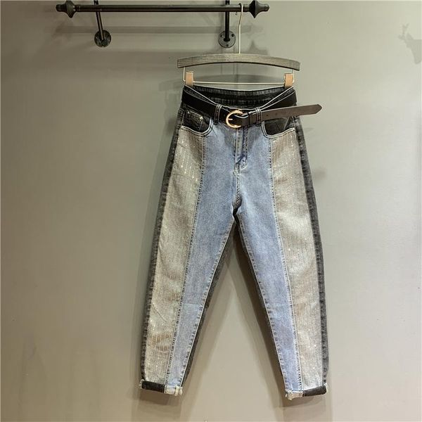 women's jeans women high waist loose slim harem pants korean style patchwork casual ankle-length 2021 spring fashion, Blue
women's jeans women high waist loose slim harem pants korean style patchwork casual ankle-length 2021 spring fashion, Blue