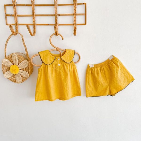 clothing sets summer sleeveless baby girl lotus leaf collar set clothes korean infant vest shorts two piece suit casual toddler kid outf, White
clothing sets summer sleeveless baby girl lotus leaf collar set clothes korean infant vest shorts two piece suit casual toddler kid outf, White