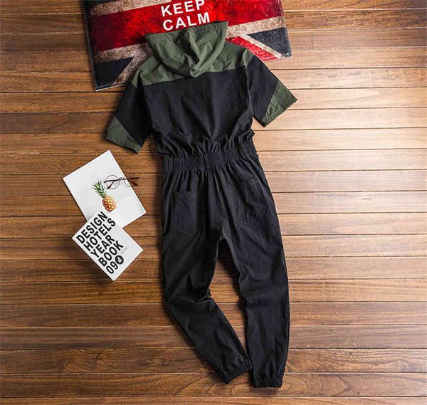 japanese and korean short-sleeved jumpsuit streetwear loose hooded casual jogging summer, Blue
japanese and korean short-sleeved jumpsuit streetwear loose hooded casual jogging summer, Blue