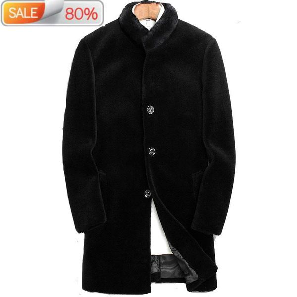 men's leather & faux 100%wool winter jacket men real shearling collar jackets long coat veste homme lsy0a0063 nd1132, Black
men's leather & faux 100%wool winter jacket men real shearling collar jackets long coat veste homme lsy0a0063 nd1132, Black