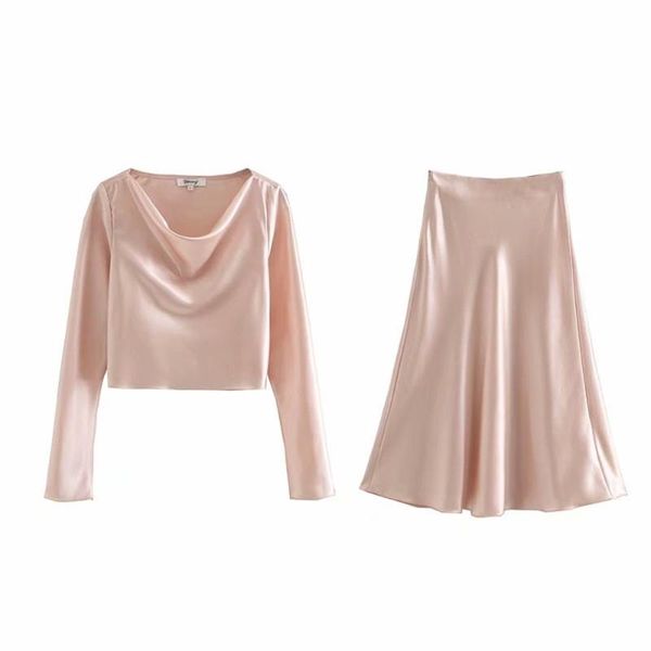 two piece dress early spring 2021 women's small crowd light luxury temperament satin short swing collar + high waist long skirt set, White
two piece dress early spring 2021 women's small crowd light luxury temperament satin short swing collar + high waist long skirt set, White