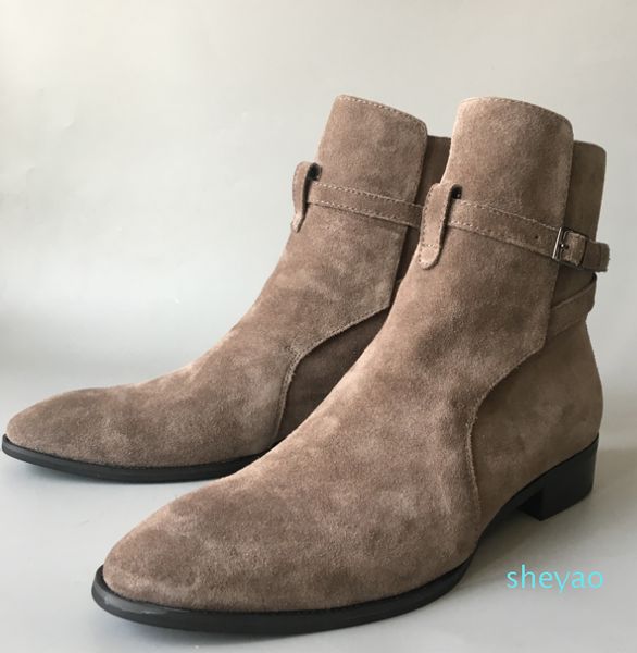 england pointed toe wyatt men boots genuine leather buckle strap slp ankle suede boots 1614, Black
england pointed toe wyatt men boots genuine leather buckle strap slp ankle suede boots 1614, Black