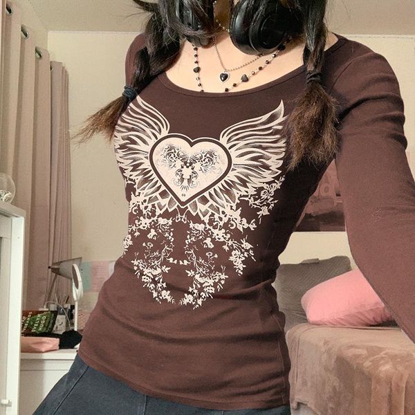 women's t-shirt vintage graphic print y2k tshirts streetwear retro aesthetic fairycore kawaii tee autumn cotton brown clothes, White
women's t-shirt vintage graphic print y2k tshirts streetwear retro aesthetic fairycore kawaii tee autumn cotton brown clothes, White