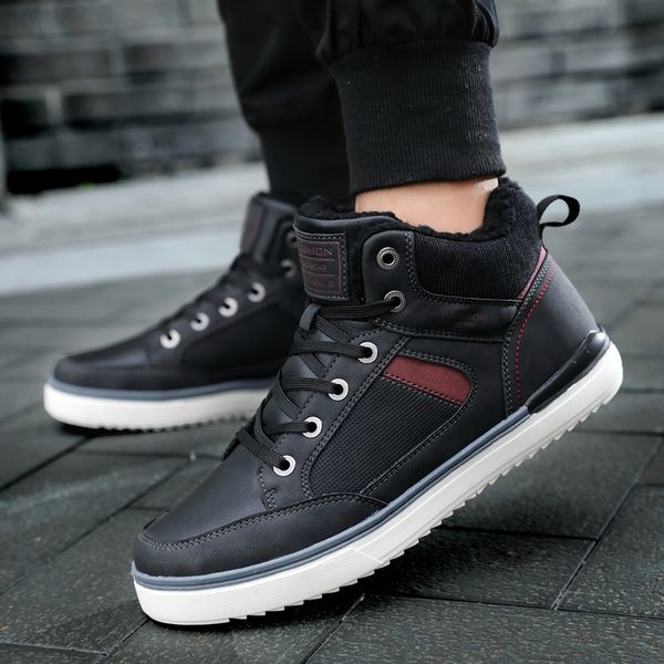 men outdoor winter snow ankle boots non-slip leather warm walking male casual flat shoes sneakers fashion plus size 39-45, Black
men outdoor winter snow ankle boots non-slip leather warm walking male casual flat shoes sneakers fashion plus size 39-45, Black