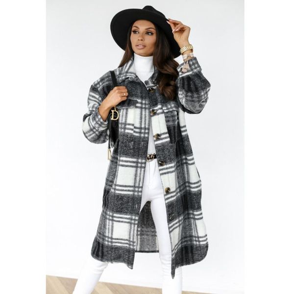 women's wool & blends women autumn fashion coat 2021 long sleeve turn-down collar stylish pocket plaid trench outwear overcoat, Black
women's wool & blends women autumn fashion coat 2021 long sleeve turn-down collar stylish pocket plaid trench outwear overcoat, Black