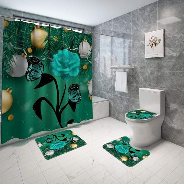 shower curtains christmas green flower printed pattern 180x180cm curtain pedestal rug lid toilet cover mat non-slip bath set bathroom 
shower curtains christmas green flower printed pattern 180x180cm curtain pedestal rug lid toilet cover mat non-slip bath set bathroom